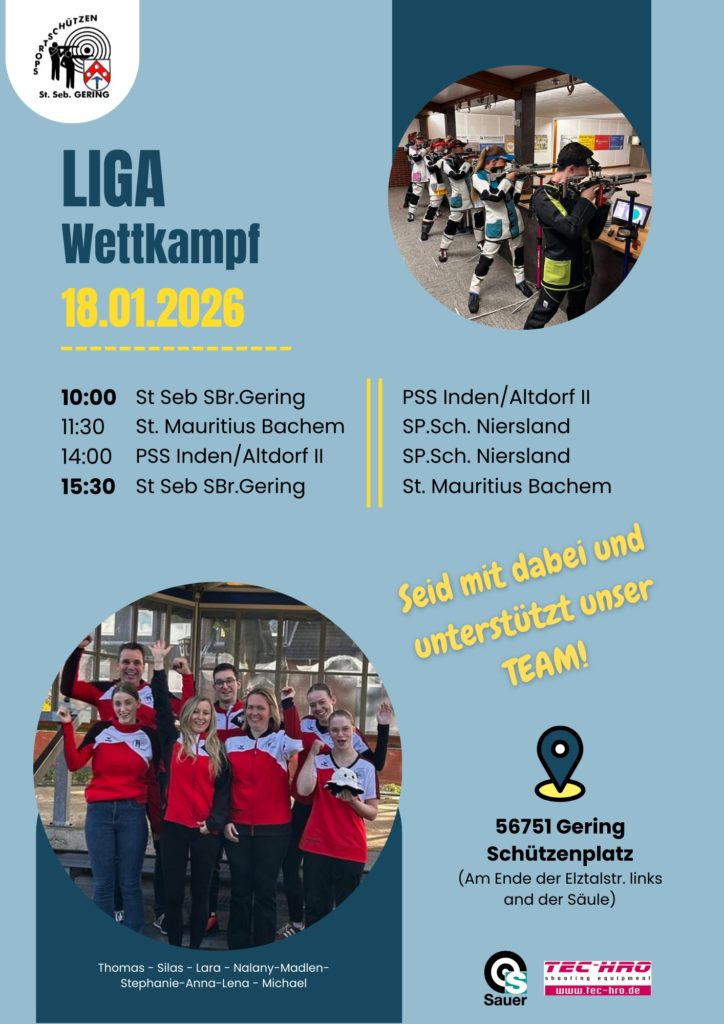 Seid dabei und feuert unser Team an: Liga-Wettkampf am 18. Januar 2026!