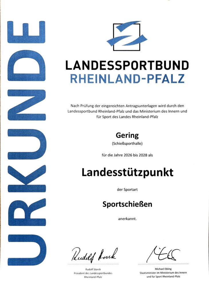URKUNDE LANDESSPORTBUND RHEINLAND-PFALZ