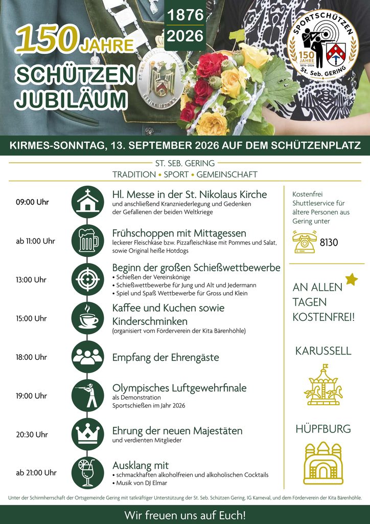 Gering feiert 150-jähriges Schützenjubiläum